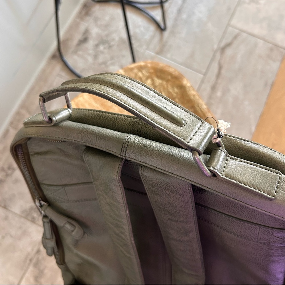Free People Olive Green Leather Backpack - Picture 6 of 7
